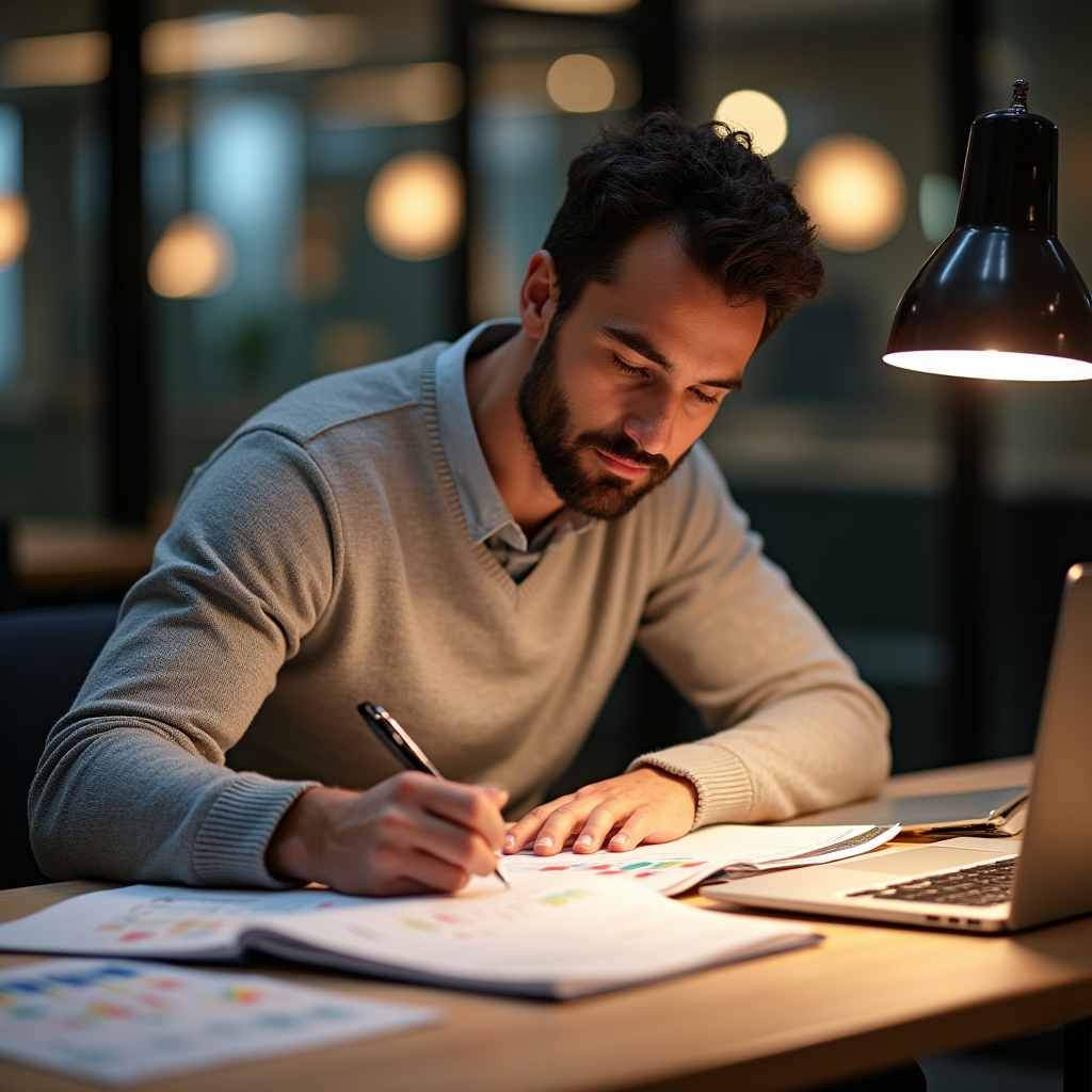 Professionista freelance durante una sessione di pianificazione strategica