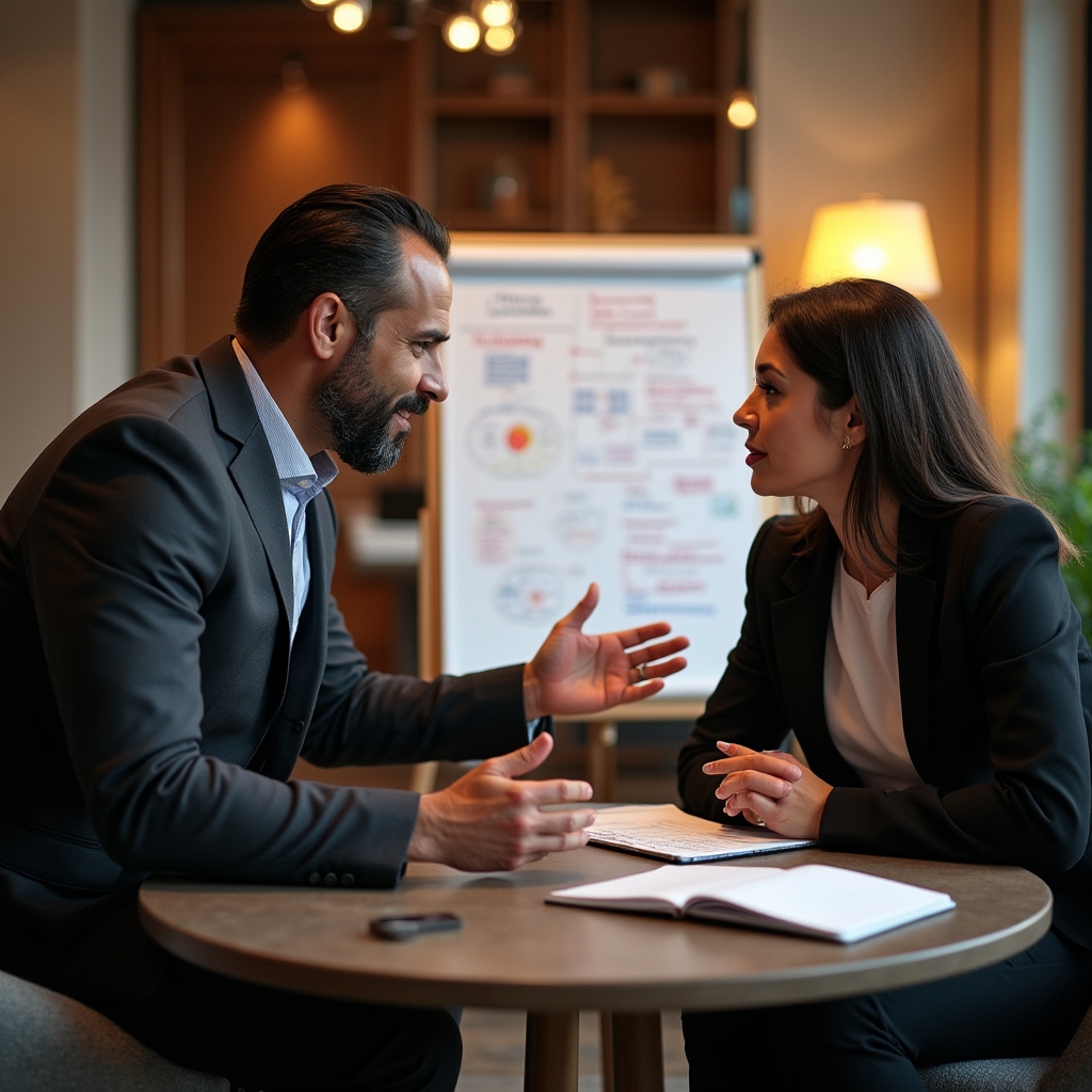 Sessione di consulenza strategica individuale tra coach e professionista